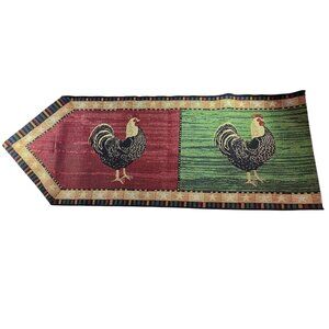 Rooster Tapestry Table Runner Warren Kimble Tassels country farmhouse kitchen